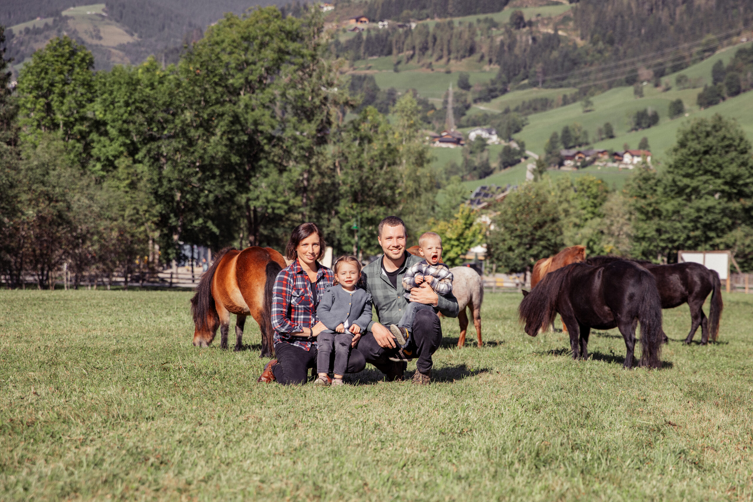 Familie Kramer vom Mariengut mit ihren Miniaturpferden